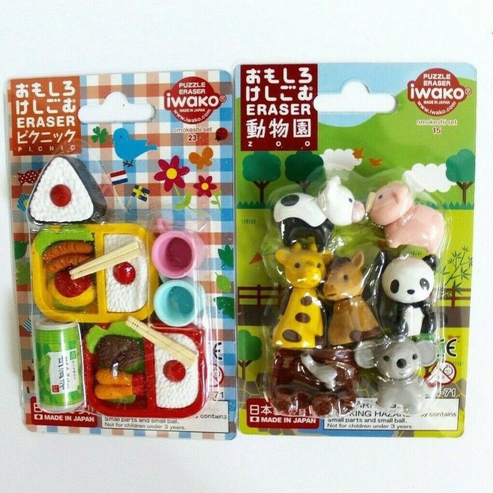 Iwako Puzzle Eraser Animals & Food SushiMade in Japan Lot of 2